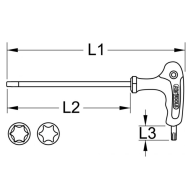 Clé mâle TORX tête sphérique à poignée en T