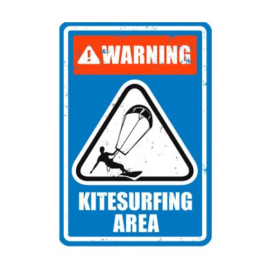 SURFPISTOL Plaque Warning Kitesurf Bleu